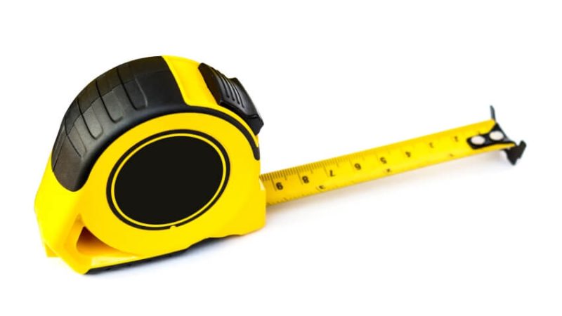 close-up on a yellow tape measure