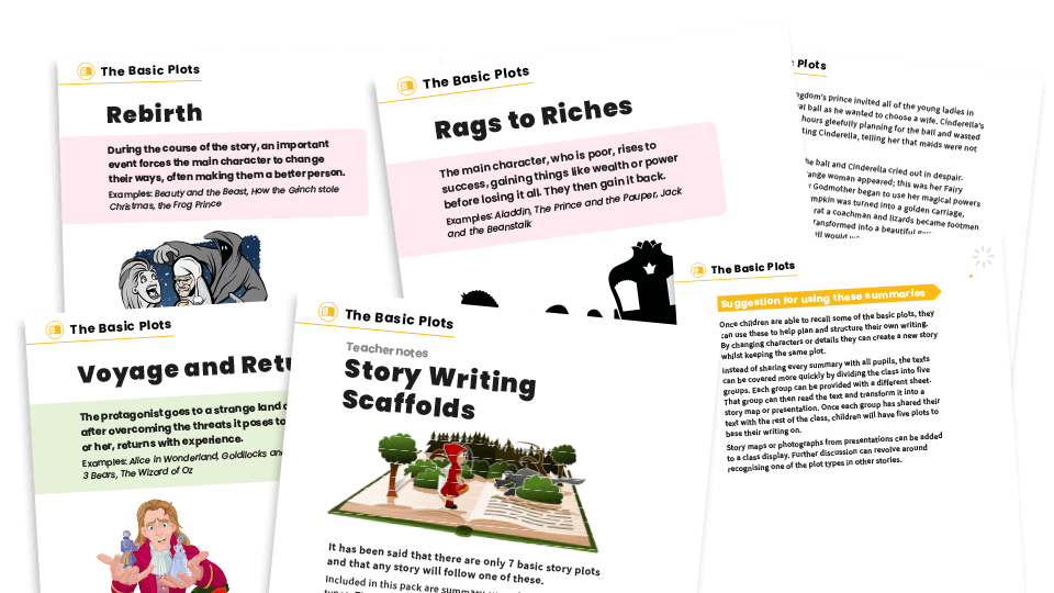 Creative writing scaffolds and plot types resource pack