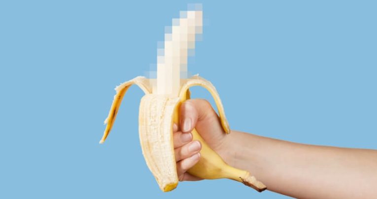Picture of a peeled, partially pixelated banana to convey the concept of pornographic material