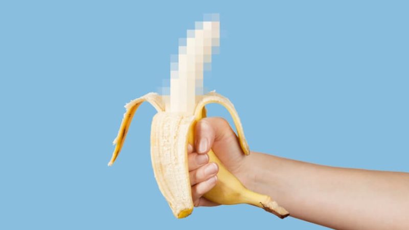 Picture of a peeled, partially pixelated banana to convey the concept of pornographic material