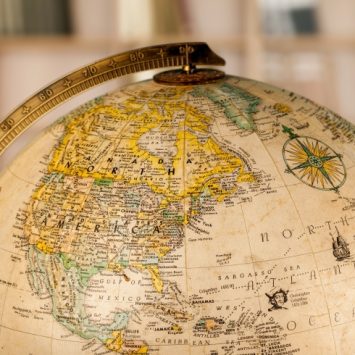 close up on old-fashioned model globe