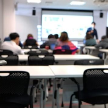 door opening to show classroom where teaching is in progress