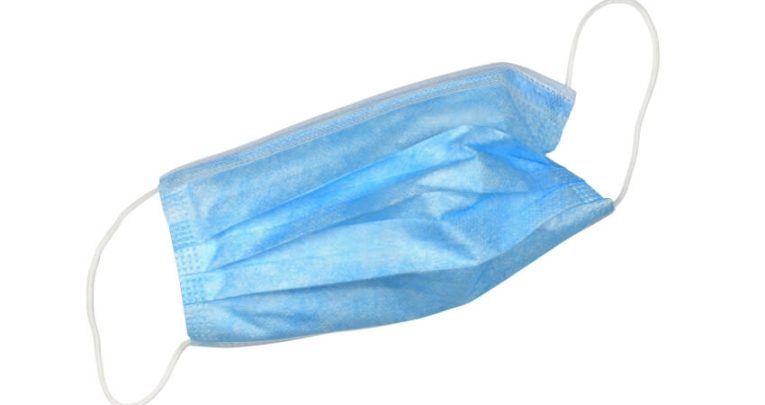 isolated image of a surgical face mask