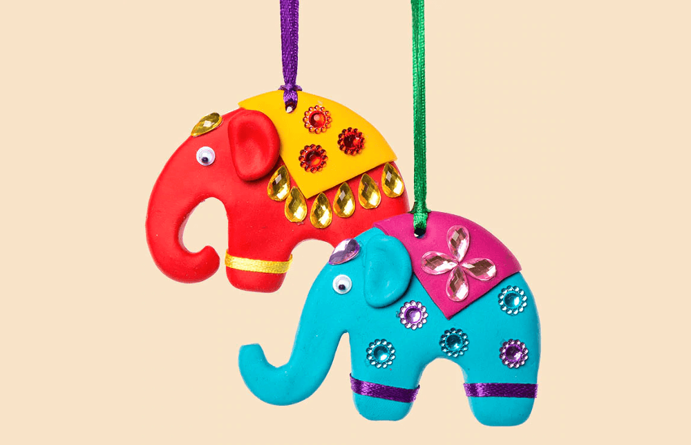Clay elephants Diwali activities