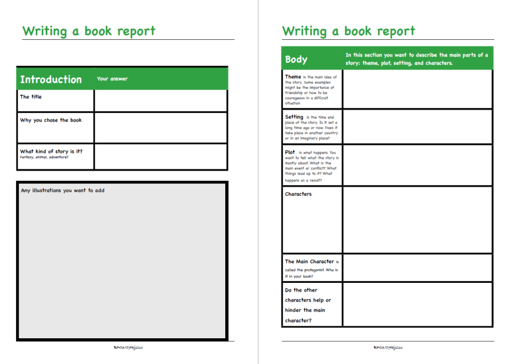 book review planning sheet ks2