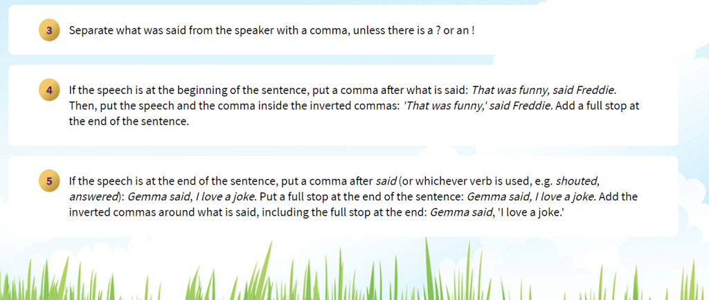 speech sentences ks2