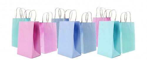 Picture of nine paper shopping bags, representing how to teach times tables