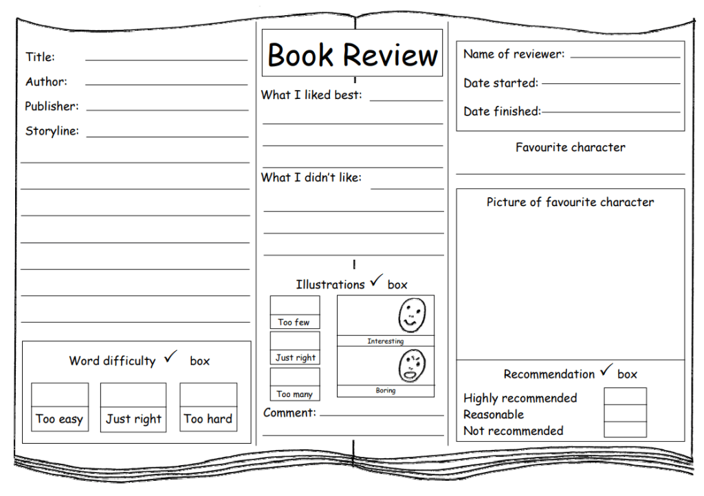 book review planning sheet ks2