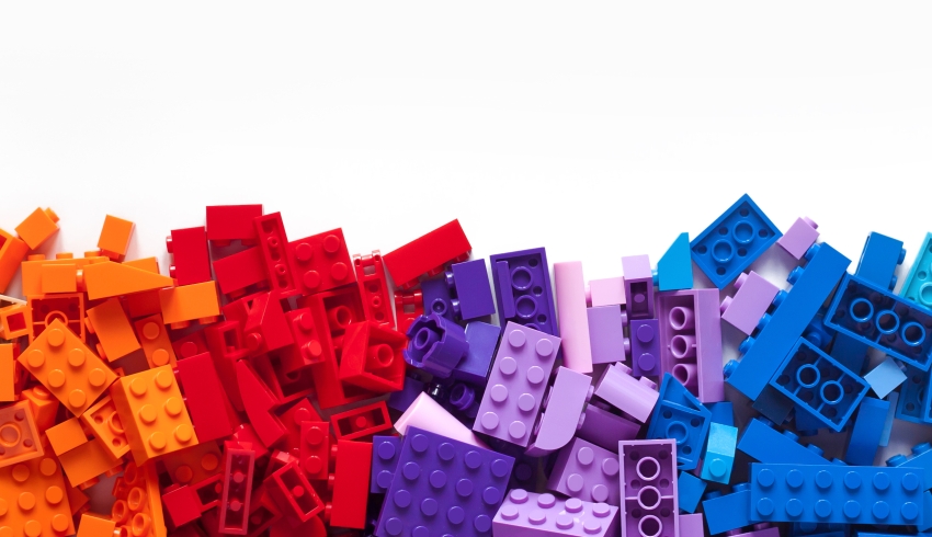 pile of lego bricks intended to convey notion of model sentences