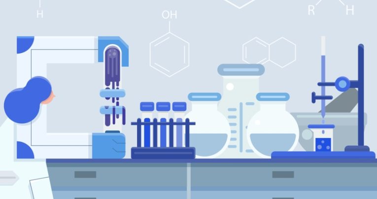 Illustration of apparatus in a school science lab