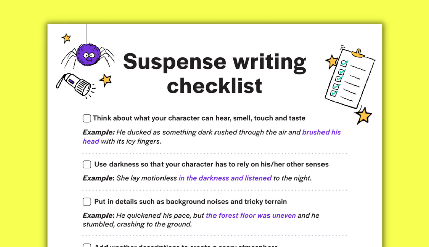 Building suspense in writing KS2 checklist