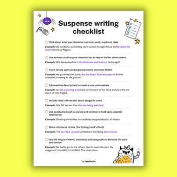 Suspense writing checklist KS2