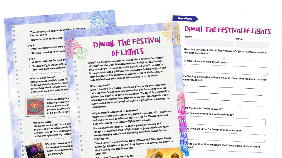 Diwali activities for UKS2
