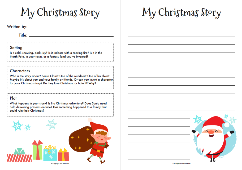Christmas story starter activities worksheet