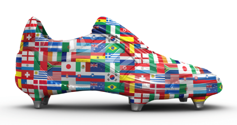 Flag covered football boot representing 2026 World Cup