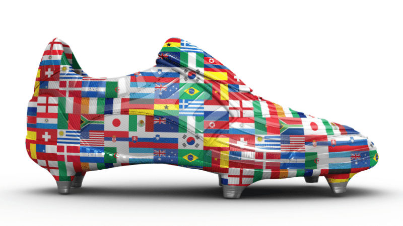 Flag covered football boot representing 2026 World Cup