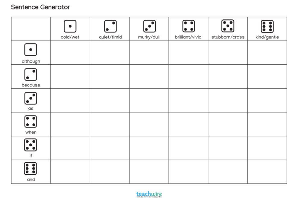 Sentence generator KS2 game