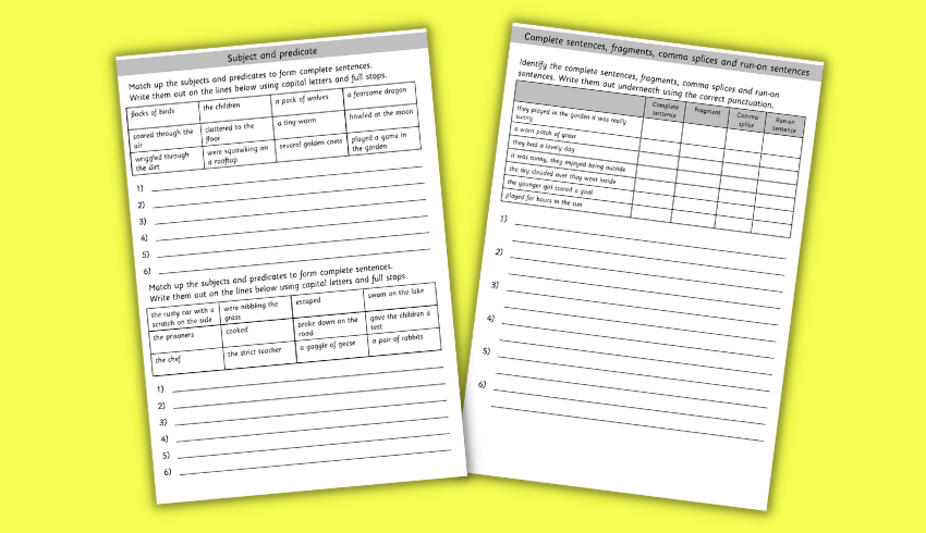 KS2 grammar worksheets