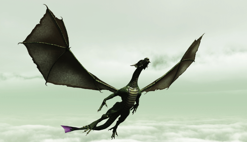 Dragon flying in the sky, representing explanation text