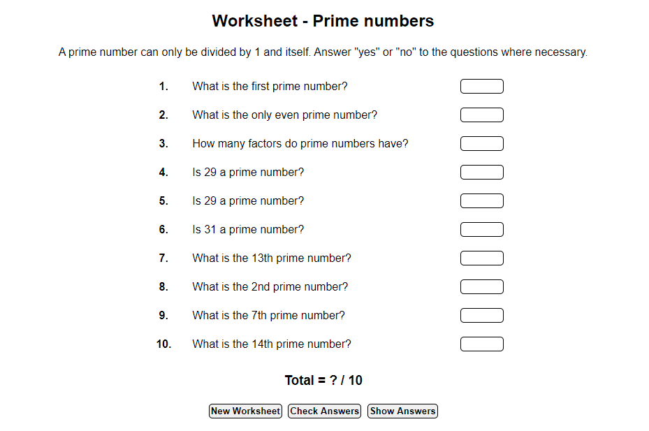 Prime Numbers Ks2 Worksheets
