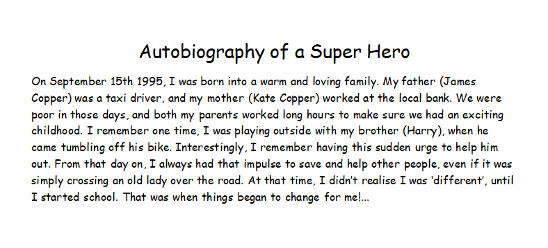 autobiography example for ks2