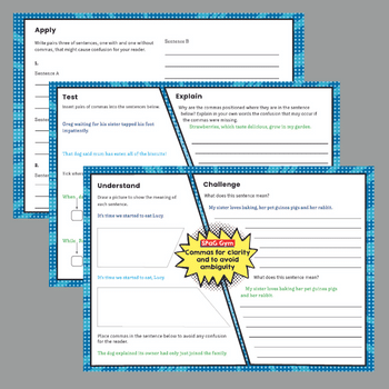 Set of worksheets - commas for clarity