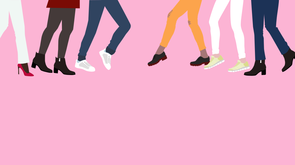 Illustration of different legs on pink background