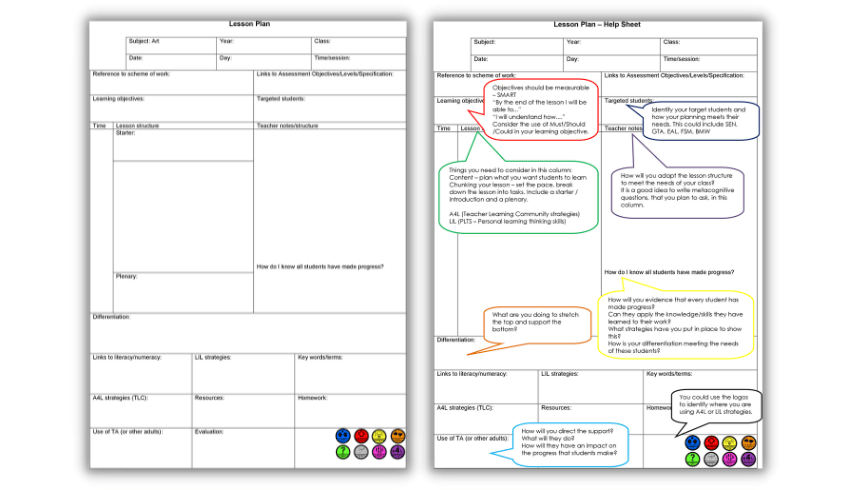 teacher planning worksheet