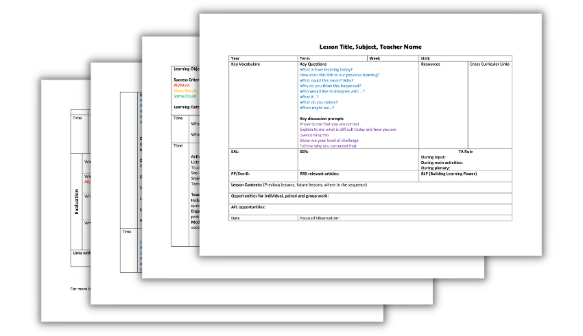 teacher planning worksheet