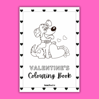 Valentine's colouring book front cover