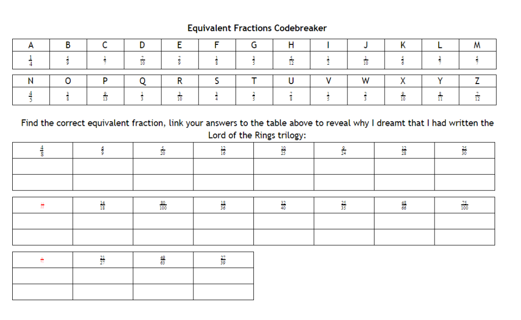 ks3 fractions worksheet