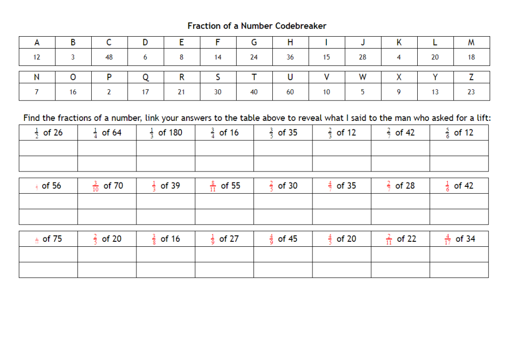 ks3 fractions worksheet