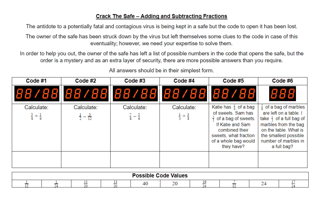 ks3 fractions worksheet