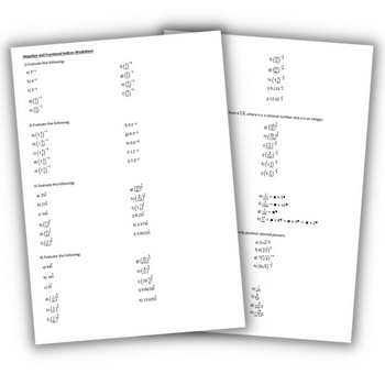 Negative and fractional indices worksheet