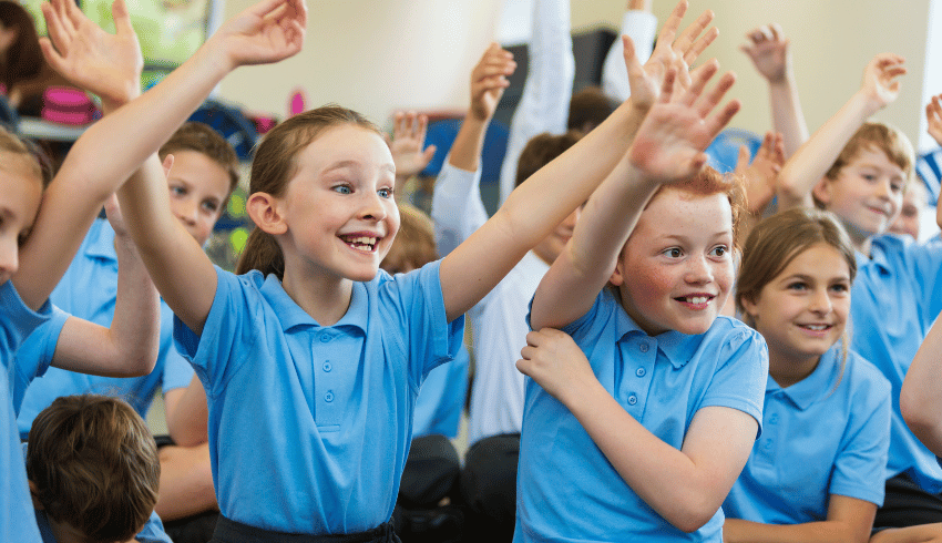 Enthusiastic kids in classroom