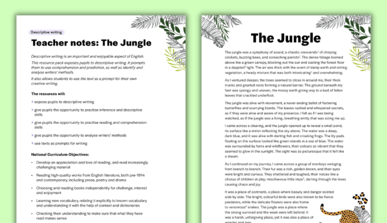 Year 7 English worksheets – Descriptive writing resources - Teachwire