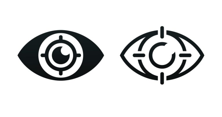 Stylised abstract graphic that combines a pair of eyes with a pair of crosshairs representing Ofsted inspection