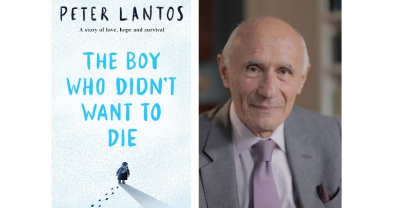 Composite image showing cover of 'The Boy Who Didn't Want To Die' beside an author image of Peter Lantos