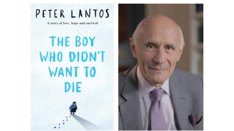 Composite image showing cover of 'The Boy Who Didn't Want To Die' beside an author image of Peter Lantos