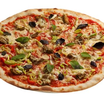 Photo of a freshly cooked pizza