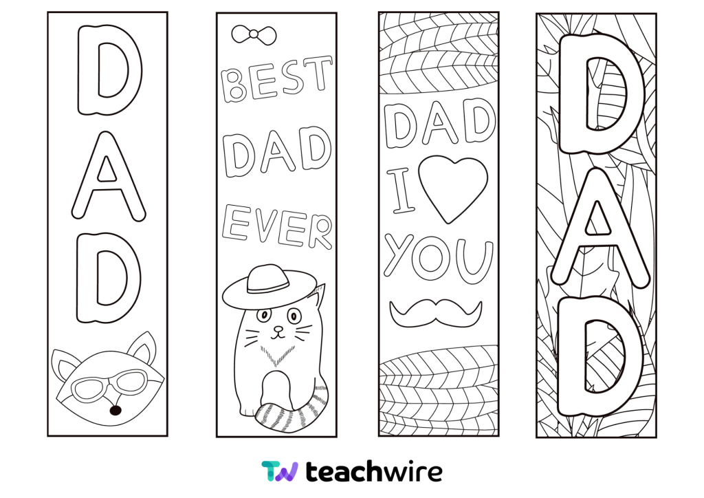 Father's Day activities - bookmark colouring