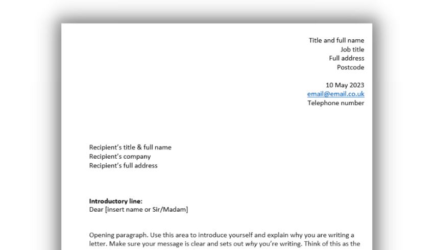 job application letter example ks2