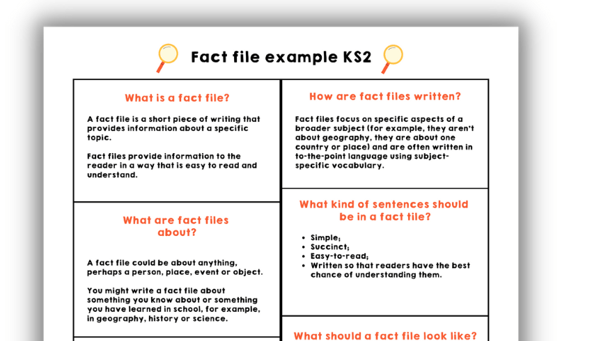 Fact file example