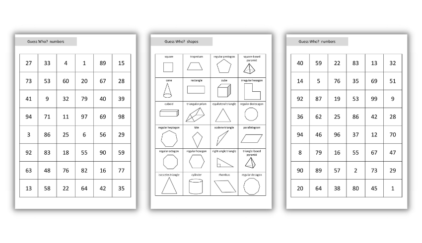 KS2 maths game Guess Who