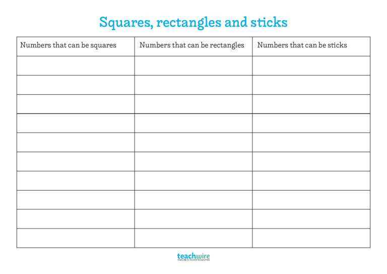 Square numbers worksheet KS2 activity resources Teachwire