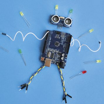Photo of a self-assembly kit for a toy robot, representing STEAM education
