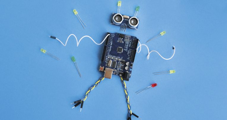 Photo of a self-assembly kit for a toy robot, representing STEAM education