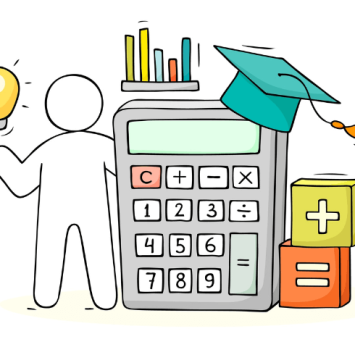 Cartoon of maths equipment, representing maths misconceptions