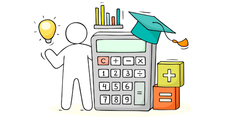 Cartoon of maths equipment, representing maths misconceptions
