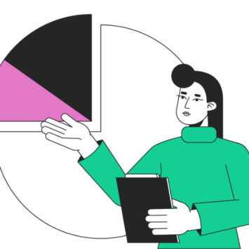 woman pointing at data chart; school data